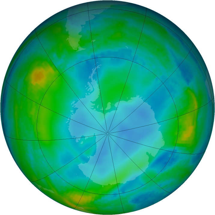 Antarctic ozone map for 14 June 2003